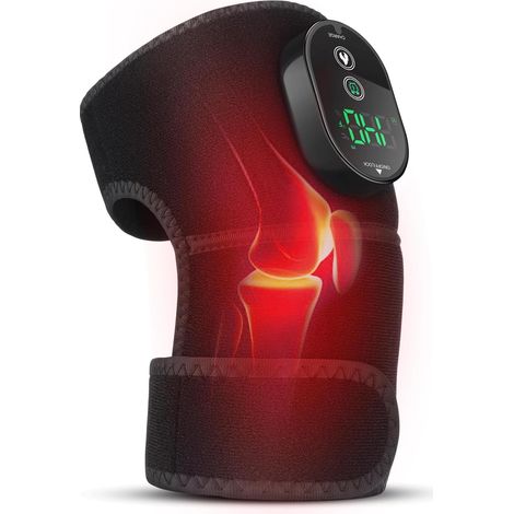 Brace de genou chauffé pour soulager la douleur, support de brace de genou de chauffage rechargeable avec 6 niveaux de chauffage et 3 minuteurs, 3 en 1 coussin de genou chauffé pour coude d'épaule