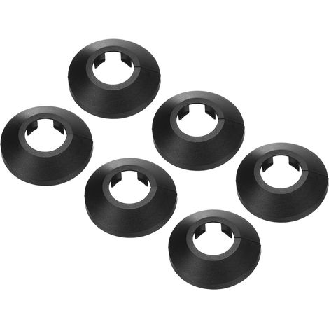 Radiator Hose Covers, 6 Pieces PP Plastic Water Pipe Sleeves for 0.79 Inches/20 mm, Decoration Patches Formwork Rosette Pipe Heating Plumbing Boiler Wall Stove, Black (1/5)