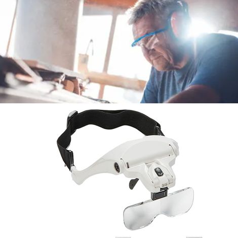 Loupe frontale à 5 lentilles avec double éclairage LED, idéale pour les réparations et les travaux manuels. (1/5)