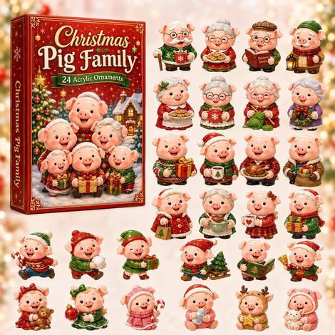 Schweinefamilie zu Weihnachten Adventskalender 2026 2D