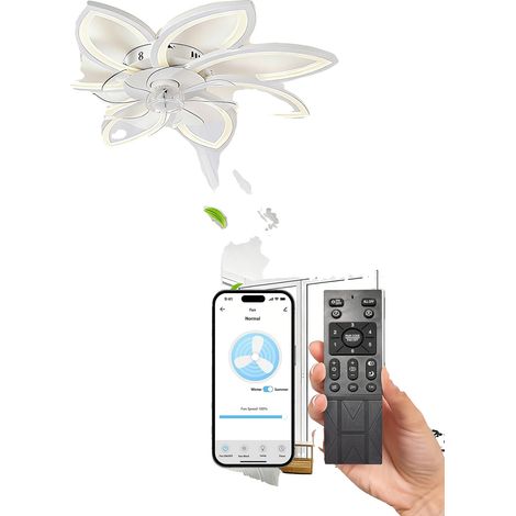 Ventilador de techo, 98 cm, LED regulable, mando a distancia, 240 V, estilo moderno. (1/5)