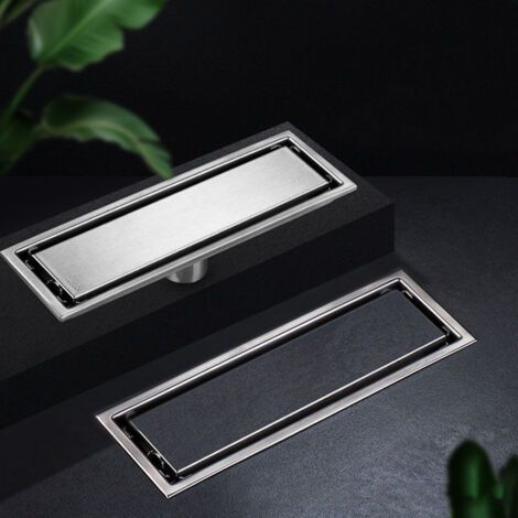 Caniveau de douche encastré en acier inoxydable 304 – Caniveau linéaire 10 x 20 cm – Finition brossée – Excellente résistance à l'eau (1/4)