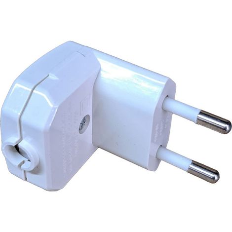 2p 10 bis 250 V Stecker, 90° gewinkelt, weiß (eingeschweißt)
