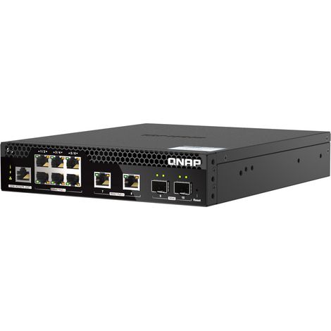 QNAP řízený PoE++ switch QSW-M2106PR-2S2T (6x 2,5GbE RJ45, 2x 10GbE RJ45, 2x 10GbE SFP+, malá šířka) (1/4)