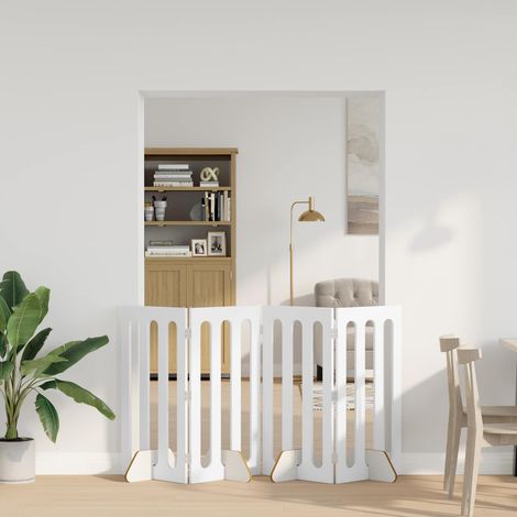Faltbarer Haustierzaun 4 pcs Weiß 201 x 38 x 90 cm