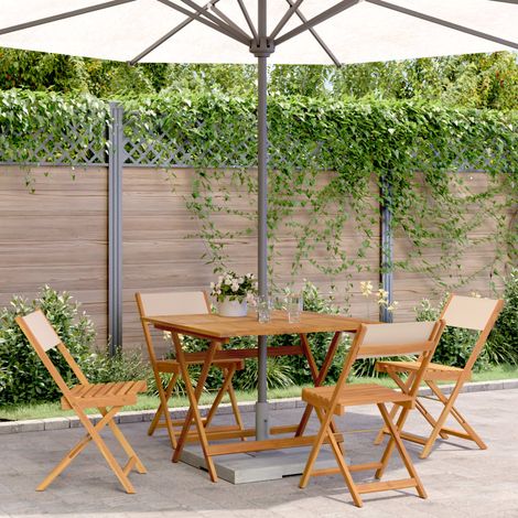 5-tlg. Garten-Essgruppe Stoff und Massivholz Beige