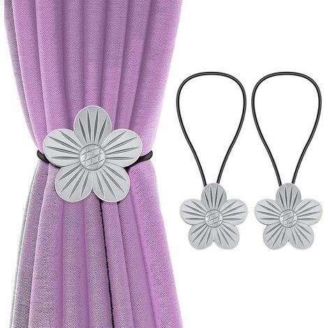 2 alzapaños magnéticos para cortinas, alzapaños decorativos inoxidables para ventanas y decoración del hogar (Color: Plata) (1/4)