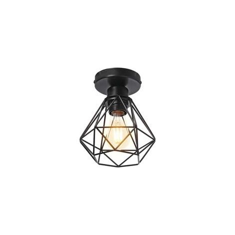 Industrielle Metall-Deckenleuchte, schwarze Pendelleuchte im Vintage-Stil, Retro-Diamantkäfig-Design, ideal für Wohnzimmer, Schlafzimmer oder Esszimmer (Leuchtmittel nicht enthalten). – Crezuo