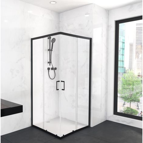 Marwell Glasdusche City 90 x 90 x 200 cm - schwarz -Eckdusche - Duschkabine - Dusche - Duschabtrennung - Duschwand - schwarze Dusche (1/4)