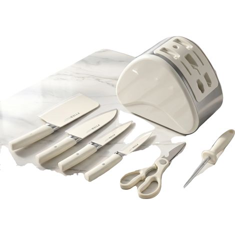 Juego de cuchillos, acero inoxidable de primera calidad, diseño ergonómico, blanco. (1/2)