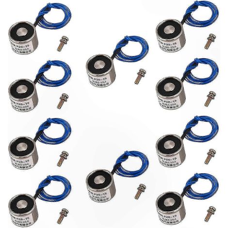 Électroaimant solénoïde 12 V CC, aimant de levage compatible avec appareils électroménagers, distributeurs automatiques et serrures de porte automatiques, capacité de 2,5 kg, lot de 10 (1/4)