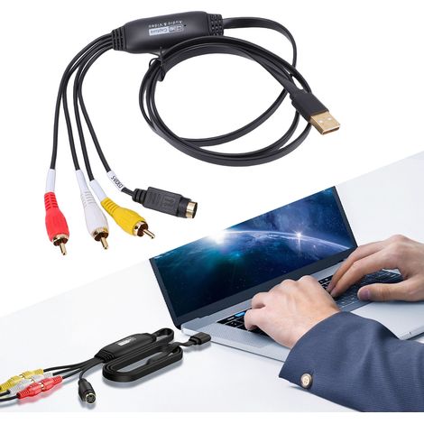 Convertisseur VHS vers numérique USB 2.0, carte d'acquisition vidéo AV vers USB, convertisseur audio/vidéo pour PC, caméra DV, DVD et magnétoscope (1/5)