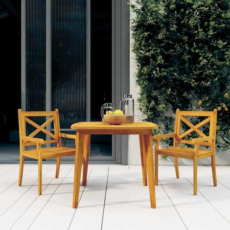 Ensemble repas jardin 3 pièces en bois d’acacia massif avec table et 2 chaises - PANGIVO (1/5)