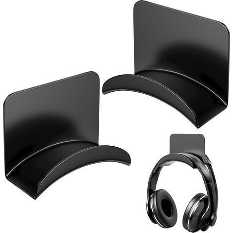 2 Pièce Support Casque Gamer,Noir, Porte Casque Bureau, Gaming Crochet, Headset Stand Holder avec Adhésif, Porte Casque Universel (1/5)