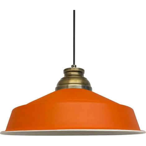 Suspension Industrielle en Métal Orange Peint à la Main – Lustre Vintage E27 Ø41 cm pour Salon, Chambre ou Salle à Manger (1/5)