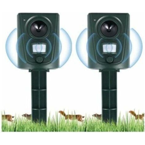 2X Répulsif Chat Jardin à Ultrasons, Répulsif Chats avec Piquet au Sol Prévenir Les Chiens et Les Chats, Les Oiseaux, pour Jardins, Champs, Pépinières, Etanche (1/5)