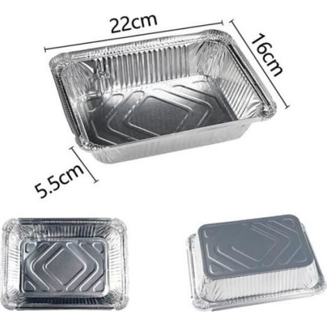 20 Pièces 750ml Grands Barquettes Aluminium 22X16X5.5 mm, Solide Étanche Barbecue Plateaux, Rectangulaires Boite Alimentaire, (1/4)