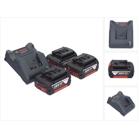 Bosch GAL 18V-20 Akku Ladegerät 10,8 - 18 V 2 A ( 2607226281 ) + 3x GBA 18 V 5,0 Ah Akku ( 3x 2607337069 )