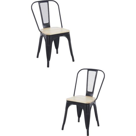 Packs Sillas Comedor - Pack 2 Sillas Valix Madera Natural - Negro (1/5)