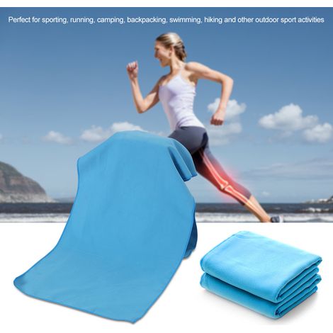 Serviette de sport grande taille, super absorbante et à séchage rapide, idéale pour le camping, la randonnée et la natation (bleue) (1/5)