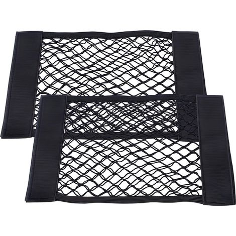 [JAMAIS UTILISÉ] Lot de 2 Filets de Coffre Auto à Velcro, Filet Élastique Universel pour Voiture/SUV, Organisation et Rangement Résistant pour Bagage (40x25 cm) (1/5)