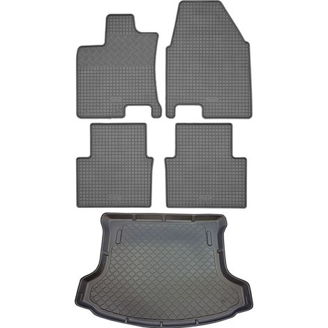 Ensemble de tapis de sol en caoutchouc pour Nissan Qashqai +2 SUV (5 portes) de 10/2008 à 01/2014 - tapis de coffre et tapis de sol de coffre (1/5)