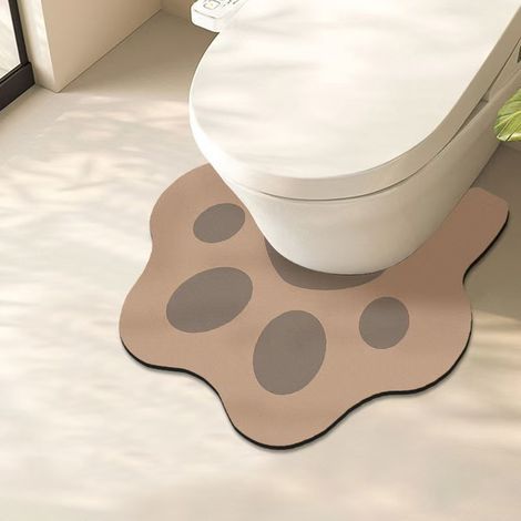 Tapis de toilette en forme de U - résistant - fond antidérapant - absorbant, à séchage rapide et respirant.(Brun)