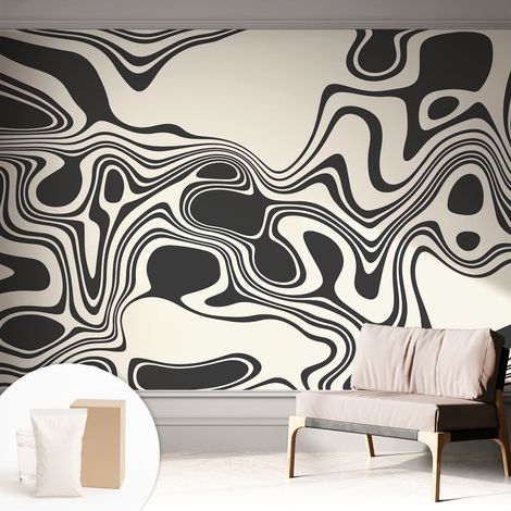 Tapete Vliestapete mit Kleber für Wohnzimmer Schlafzimmer Küche - Wanddekoration  Dynamische Linien 312x219 cm (1/5)