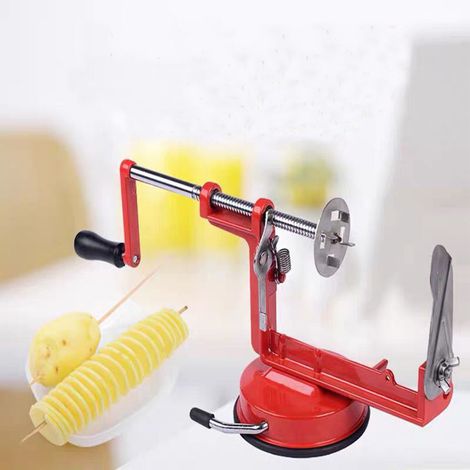Coupe-pommes de terre en spirale avec manivelle, en acier inoxydable et alliage de caoutchouc, outil pour trancher les pommes de terre, torsadé, pour la maison et la cuisine (1/5)