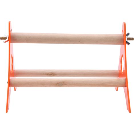 Trépied en bois orange, jouet de table portable pour perroquet, grand format. (1/5)