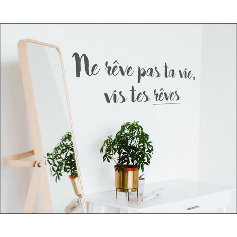 Sticker autocollant décoratif 68 cm X 24 cm, citation: "Vivez vos rêves, ne rêvez pas votre vie" (1/2)