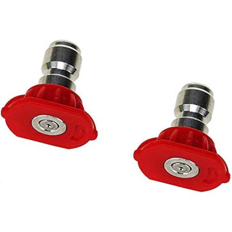 Lot de 2 embouts de buse de pulvérisation pour nettoyeur haute pression 0 degré Rouge Raccord rapide Pivotant Coupleur 6,35 mm (1/4)