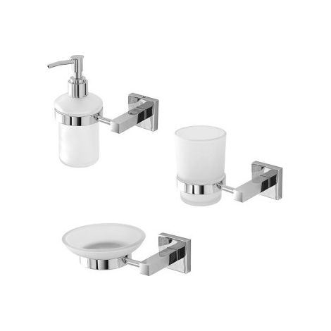 Set accessori a muro 3 pezzi in metallo cromato e viti incluse Rock (1/5)