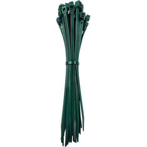 Colliers de serrage 150 x 3,5 mm, lot de 100 – Vert mousse – Résistants aux intempéries et aux UV