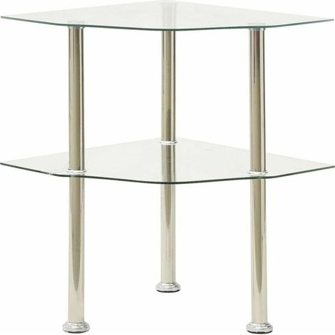 Green Mobility-Table d'appoint a 2 niveaux Transparent 38x38x50cm Verre trempe (1/5)