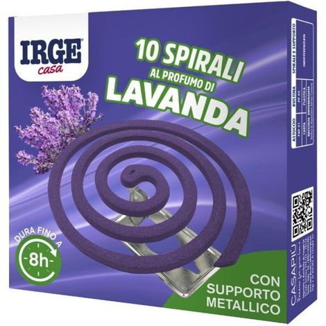 TRADE SHOP - Set 48pz Da 10 Spirali Insetticide Spirale Profumo Lavanda 13gr Supporto Metallico Can6944a -