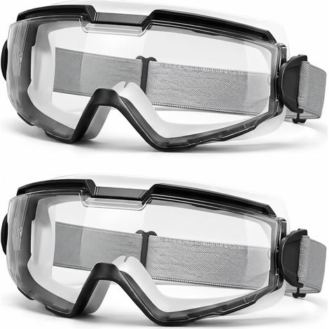 2 Paires de Lunette Protection, Lunettes de Protection Anti-Buée, Bandeau Réglable, pour Bricolage, Travaux, Laboratoire et Porteurs de Lunettes (1/4)