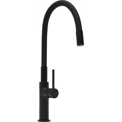 Swiss Aqua Technologies Miscelatore da cucina, bocca flessibile in silicone, aeratore Neoperl®, cartuccia in ceramica, nero opac