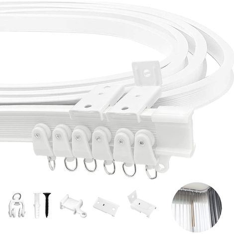 Kit de Rail de Rideau Plafond, Rail de Rideau Incurvé de 3 Mètres, Rail de Plafond Flexible pour Rideaux Pour Séparateur de Pièce, Rideau de Douche, Système de Rail de Plafond (1/5)