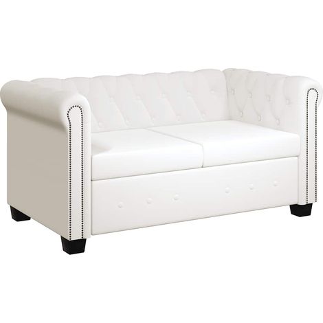 Canapé Sofa Chesterfield à 2 places cuir synthétique blanc