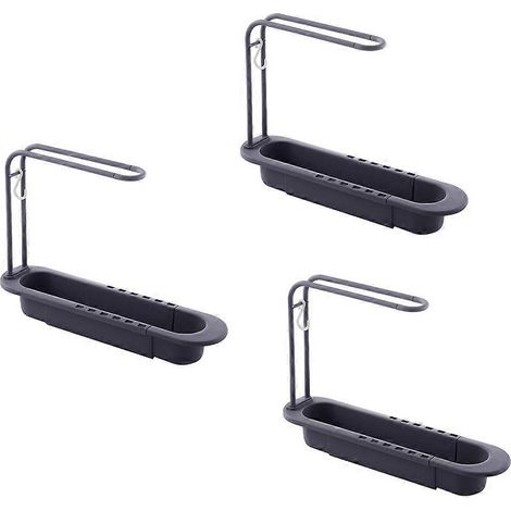 Égouttoir télescopique, égouttoir à linge, porte-savon/éponge/serviettes, panier de rangement pour la cuisine, accessoires gris (1/5)