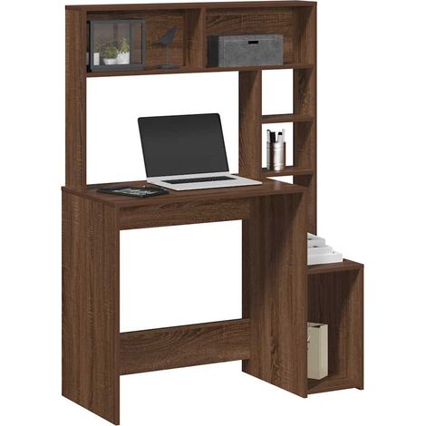 Schreibtisch mit Regal Braun Eichen-Optik 100x45x140 cm