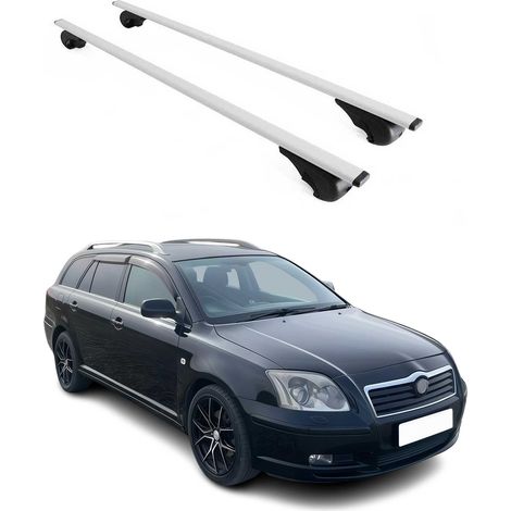OMAC Barres de toit pour Toyota Avensis Verso II 2001-2006 – TÜV / DIN 75302:2019 – Antivol inclus – Charge max 75 kg – 2 barres Argent (1/4)