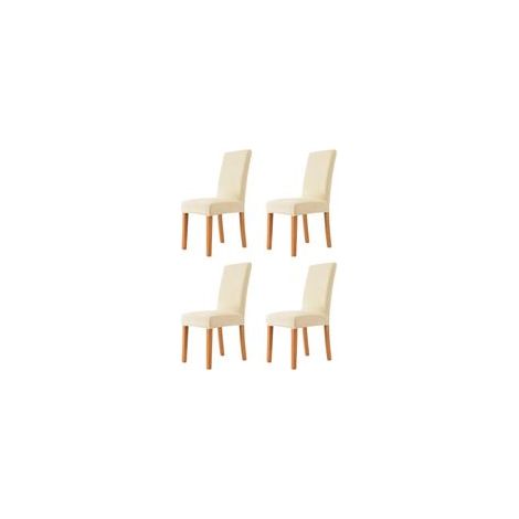 Housse de Chaise 4 pièces in Velours Extensible,Housse Chaise Salle à Manger Universel Cuisine Salon Extrêmement Doux Confortable(Beige) (1/5)