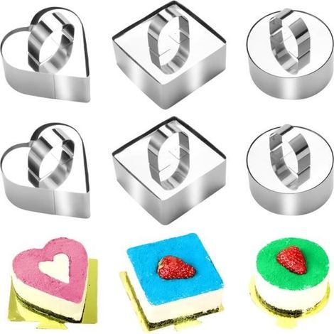 6 Pièces Cercle a Patisserie, 8cm Anneaux à Dessert Petit, Cercle Patisserie, Déblocage Facile, avec Plaque De Poussée (1/4)