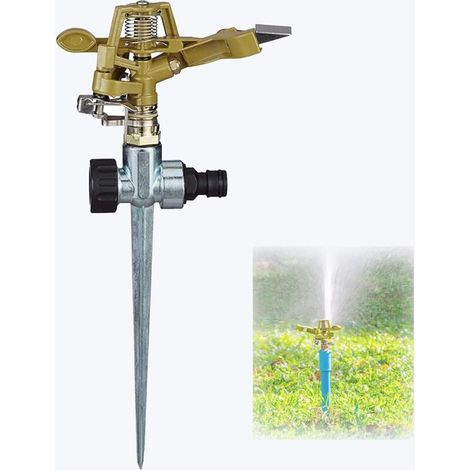 Filiyano-Tête d'arroseur de jardin, arroseur de pelouse robuste, rotation à 360° avec axe, arroseur en métal doré pour jardin et pelouse (1/4)