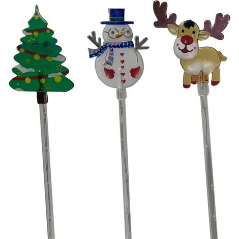 Luminaire Solaire Pour Extérieur - Figurine De Noël Sur Piquet - Père Noël Renne Arbre De Noël Bonhomme De Neige - 6 Pièces (1/5)