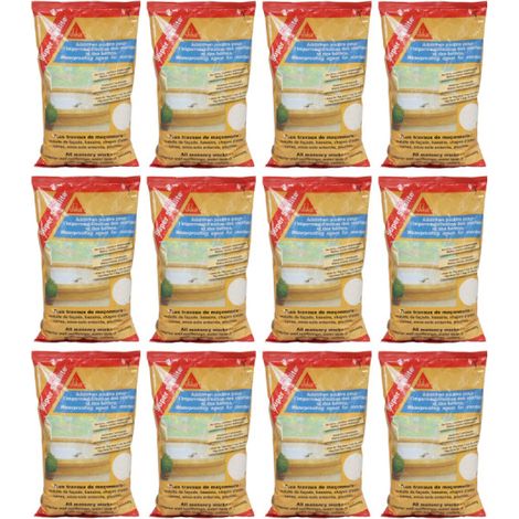 Lote de 12 aditivos en polvo para morteros y hormigones impermeabilizantes - SIKA Super Sikalite - Blanco - 1kg
