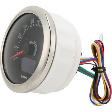 Compteur GPS 85mm 0-200km/h avec clignotants, rétroéclairage 7 couleurs réglable pour voiture, camping-car, bateau - Noir (1/5)