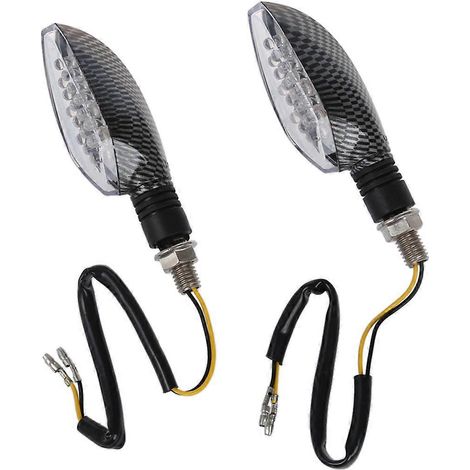 2 LED 12V Motorradblinker, Motorrad-Blinker aus Kohlefaser, schwarze Blinker (1/4)